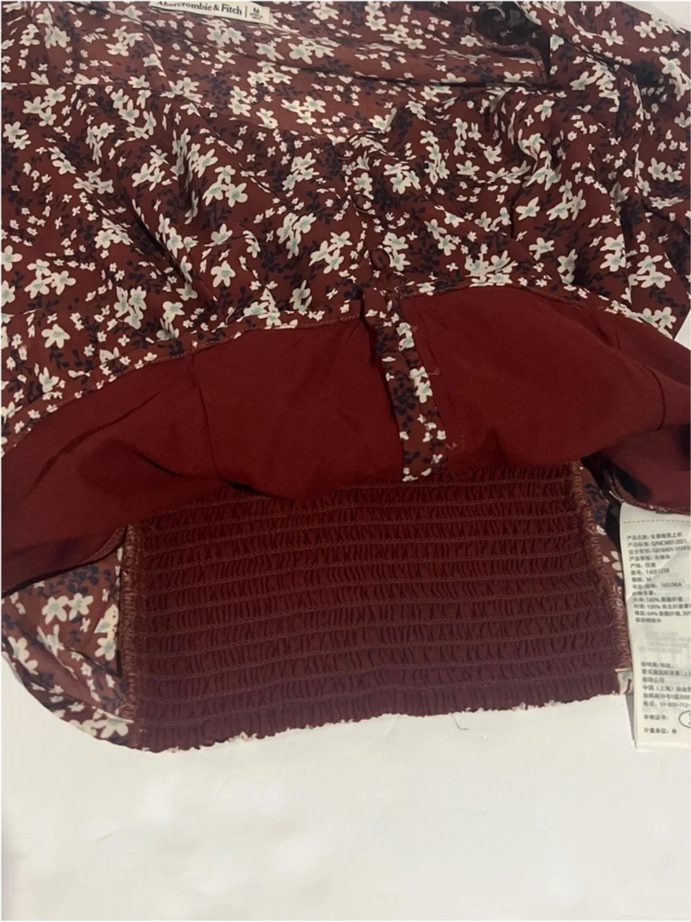 Abercrombie Top Women’s M Burgundy Sweetheart Button Front Long Sleeve Boho